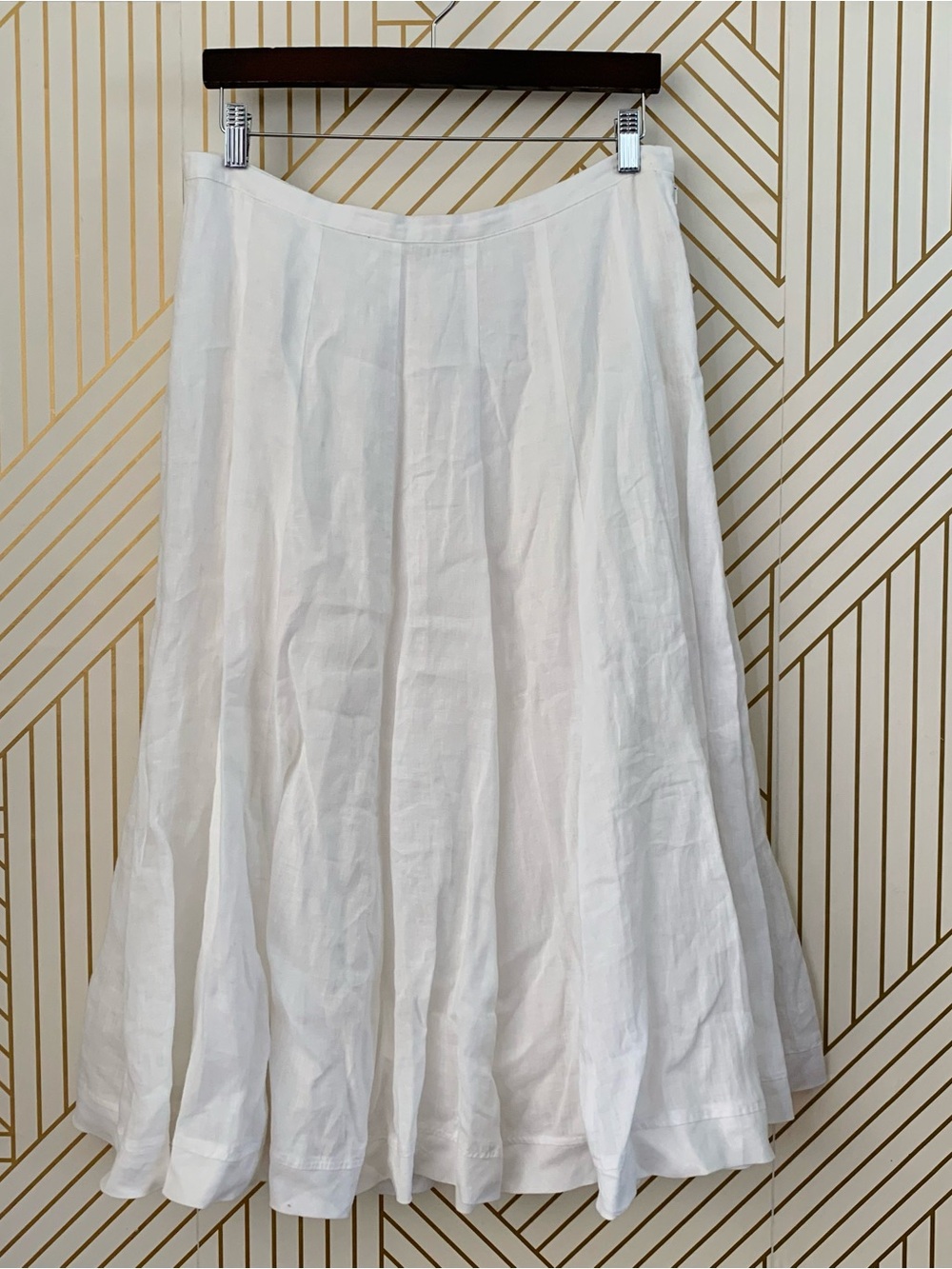 J. Jill 100% Linen Pleated A Line Midi Skirt M Petite Lagenlook boho bohemian